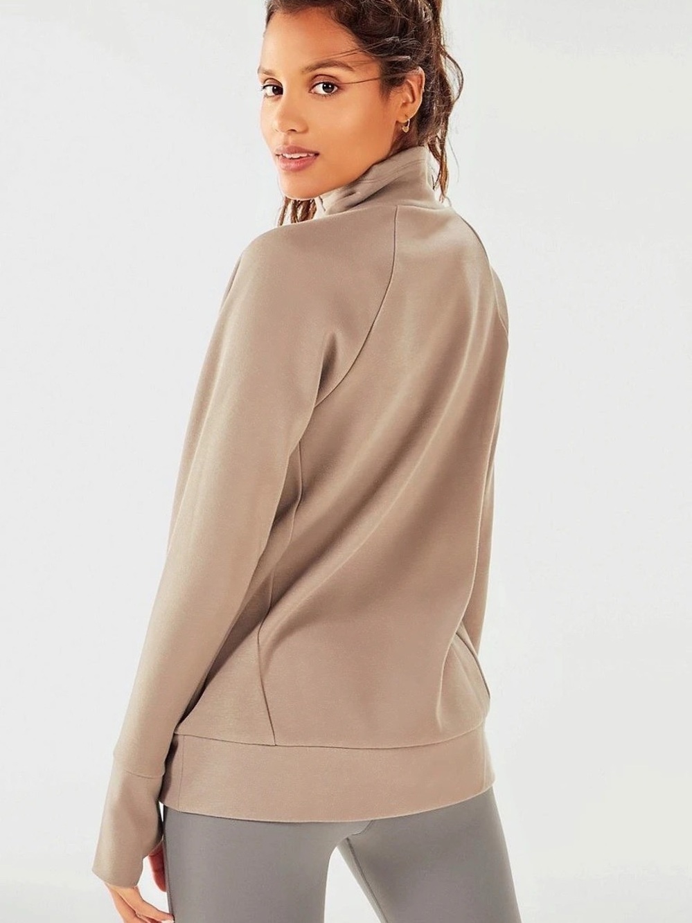 Fabletics Cozy Fleece Oversized Mock Neck Sweatshirt Gray Small